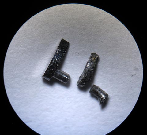 Antique verge escapement table clock. The newly manufactured fusee click lies to the right of the old broken one.