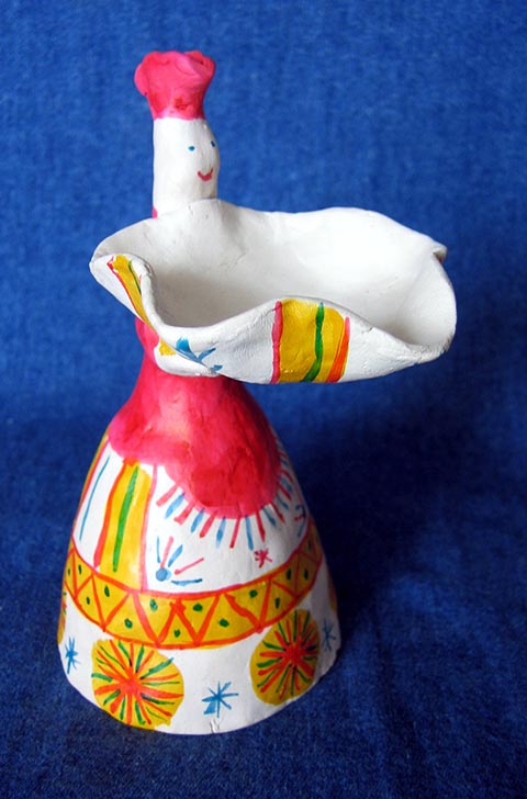 „Barinya“. Filimonovo-Spielzeug. 2000. Hergestellt im Unterricht für angewandte Komposition an der Kunstschule für Kinder in Nowomoskowsk (Russland).