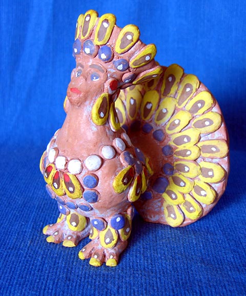 „Sirin“. Twer-Spielzeug. 2000. Arbeit aus der Ausbildungszeit an der Kinderschule für Kunst in Nowomoskowsk (Russland).