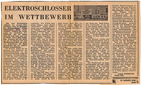 Вырезка из газеты от 1976 года, повествующая о советской-плановой экономике и бригаде Алексея (Артура) Иосифовича.