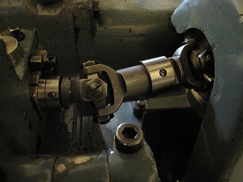 Gauthier W1 gear hobbing machine, Calmbach an der Enz, Germany. Cardan shaft for the cutter drive.
